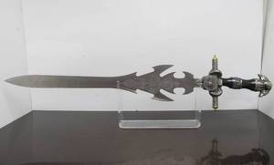 lot 57 image: Large Dramatic Heavy Steel Sword wDragons & Goat Skull Design