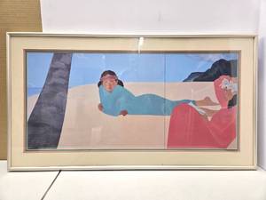 lot 108 image: Very Nice Framed Vintage Signed PEGGE HOPPER Hawaiian Litho Print