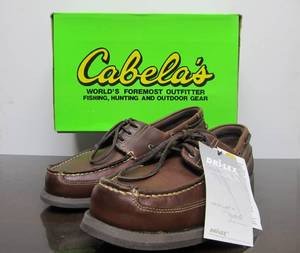lot 93 image: Brand New CABELAS Leather Mens Shoes - Size 11 - 3 Eye CanoeBoat Shoes