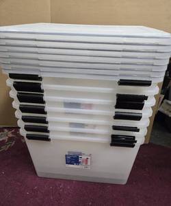 lot 230 image: Lot of 7 Quality IRIS Watertight Totes wLids - 74 Quart