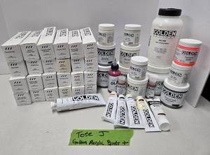 lot 246 image: Large Quality Estate Lot of Brand New GOLDEN Acrylic Paints