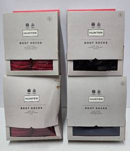lot 247 image: 4 Different Brand New HUNTER Boot Socks - Size Large