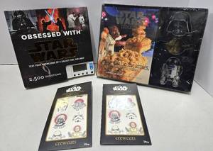 lot 250 image: Group of Unused etc STAR WARS Cookbook, Electronic Trivia Game & Tattoos