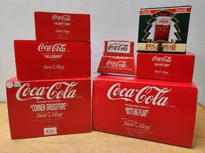 lot 169 image: Estate Lot of Mint in Box COCA COLA Snow Village Buildings Truck etc