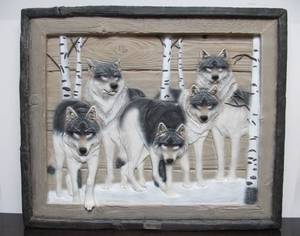lot 137 image: Hand Painted Limited Edition 3D Wolf Artwork by Gail - Includes COA