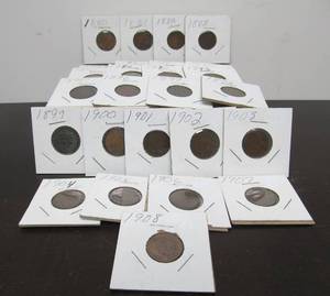 lot 145 image: Lot of 26 Antique US Indian Head Pennies 1880-1908