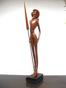 lot 148 image: Great Looking LARGE Vintage 1960s era Don Quixote Wood Sculpture