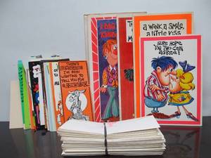 lot 153 image: Large Lot of UNUSED Comical Vintage Greeting Cards etc