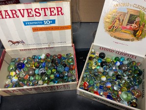 lot 142 image: 2 Cigar Boxes Full of Vintage Marbles