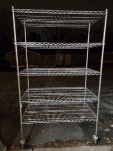 lot 181 image: Large Heavy Duty 5-Tier Rolling NSF Wire Shelving Unit