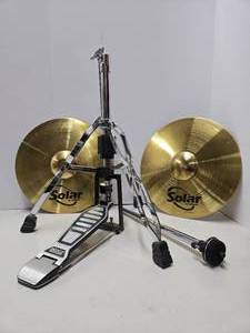 lot 359 image: New or Like New SOLAR Drum Cymbals wPeace Stand