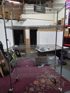 lot 372 image: Stainless NSF Rolling 5-Tier Shelving Unit