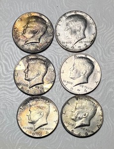 lot 27 image: LOT of Six Kennedy Half-Dollars 1964,1968,1966,1969,1972,1974