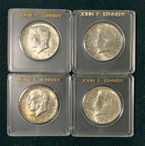 lot 48 image: Four Kennedy Half Dollar 1964-1967