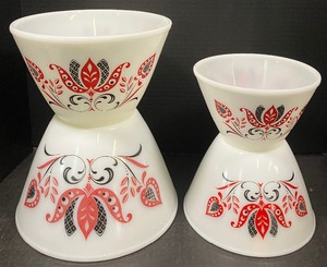 lot 50 image: Vintage 1950s Fire King Modern Tulip Bowls - Full Set of 4