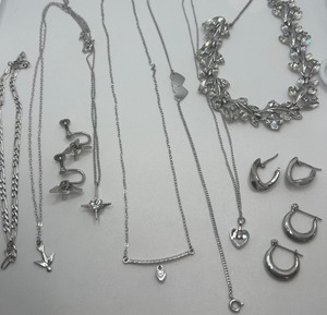 lot 129 image: Rhinestone, Sterling Silver Cubic Zirconia Jewelry Lot Marvel Sterling Silver Earrings and Pendant Set 9 PC