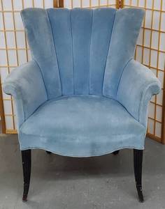 lot 140 image: Blue Velvet Chair Wingback Style Living Room Chair