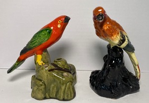 lot 143 image: Two Vintage Ceramic Bird Flower Frogs Made in Japan
