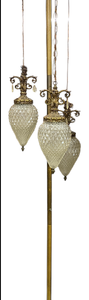 lot 136 image: Mid Century Brass Three Globe Floor to Ceiling Tension Lamp