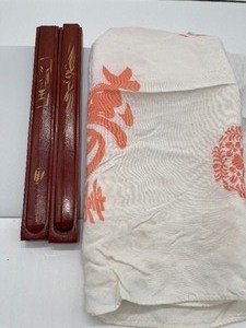 lot 225 image: Vintage Teal Hand Towel from Japan and Two Sets of Chopsticks