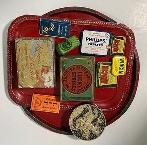 lot 181 image: Vintage Antique Small Tins Lot Advertising Tobacco RX Medicine