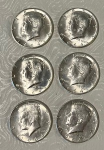 lot 182 image: Six (6) 1964 Kennedy Half Dollars (Lot 3)
