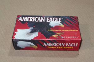 lot 149 image: 50 American Eagle 9mm Luger 124 Gr FMJ Ammo