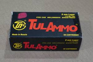 lot 152 image: 50 TulAmmo 9mm Luger 115 Gr FMJ Steel Case Ammo