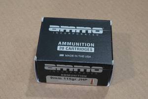 lot 155 image: 20 Ammo Inc 9mm Luger 115 Gr JHP Ammo