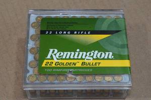 lot 172 image: 100 Remington 22 Golden Bullet .22 LR Plated RN Ammo