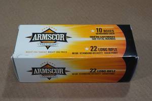 lot 173 image: 500 Armscor .22 LR 40 Gr Solid Ammo