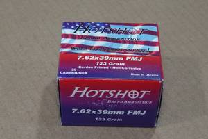 lot 174 image: 20 Hotshot 7.62 x 39mm 123 Gr FMJ Ammo