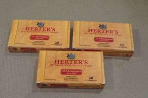 lot 177 image: 60 Herters .223 Rem 62 Gr FMJ Steel Case Ammo