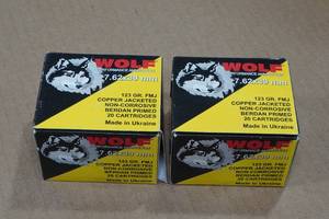 lot 187 image: 40 Wolf 7.62 x 39mm 123 Gr FMJ Steel Case Ammo