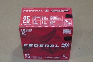 lot 231 image: 25 Federal 12 Gauge 2-34 Multi-Purpose 7-12 Shot Shotshells