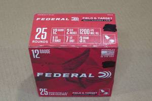 lot 232 image: 25 Federal 12 Gauge 2-34 Multi-Purpose 7-12 Shot Shotshells