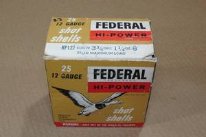 lot 239 image: 18 Federal Hi-Power 12 Gauge 2-34 6 Shot Shotshells
