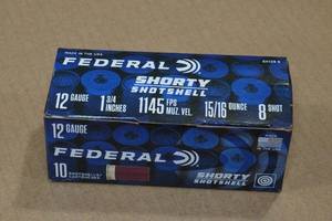 lot 245 image: 10 Federal Shorty 12 Gauge 1-34 8 Shot Shotshells