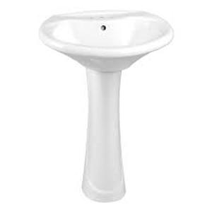 Glacier Bay Shelburne 8.2 in. Pedestal Sink Basin in White Vitreous China with ShelburnePetite 6.7 in. D x 9 in. W Round Pedestal Sink Base in White Customer Returns See Pictures
