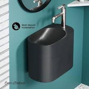 Swiss Madison Terre 17.5 in. Right Side Faucet Wall Mount Bathroom Vessel Sink in Black Customer Returns See Pictures
