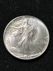 1986 AMERICAN SILVER EAGLE 1 TROY OZ .999 FINE SILVER