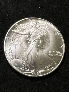 1987 AMERICAN SILVER EAGLE 1 TROY OZ .999 FINE SILVER