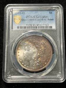 1881-O US MORGAN SILVER DOLLAR PCGS UNC DETAIL