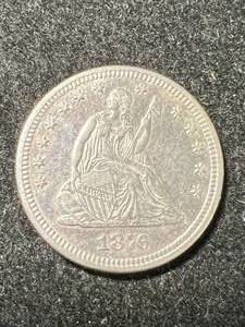 1876 US SEATED LIBERTY QUARTER UNC