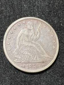 1874 US SEATED LIBERTY HALF DOLLAR XF DETAILS
