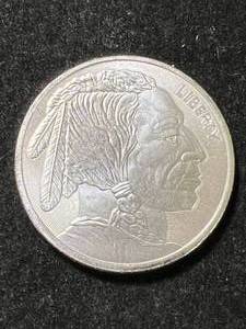 1 TROY OZ .999 FINE SILVER BUFFALO INDIAN ROUND