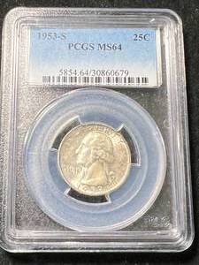 1953-S US WASHINGTON QUARTER PCGS MS64