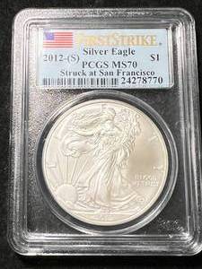 2012-S AMERICAN SILVER EAGLE PCGS MS70