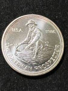 1 TROY OZ .999 FINE SILVER 1986 AMERICAN PROSPECTOR ROUND