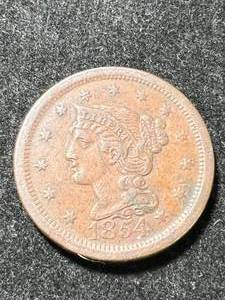 1854 US BRAIDED HAIR LARGE CENT